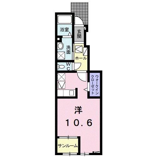 ル・クール I(ワンルーム/1階)の間取り写真