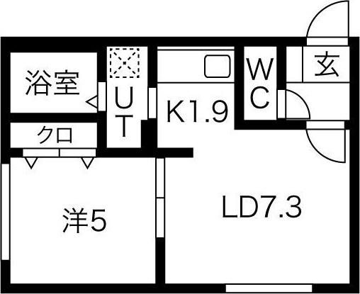 RUGGER西町(1LDK/3階)の間取り写真