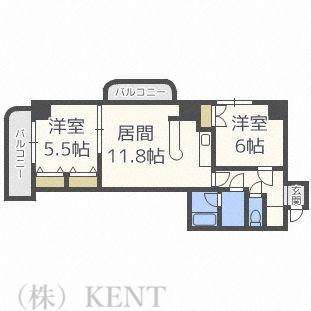 ウイング円山北町(2LDK/7階)の間取り写真