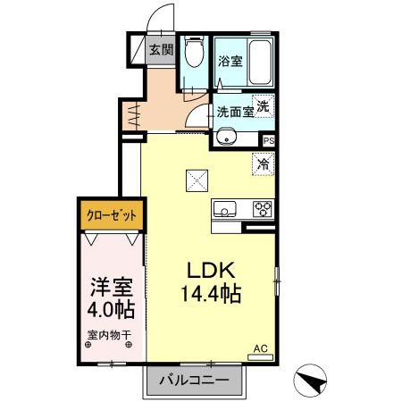 ラヴィベール(1LDK/1階)の間取り写真