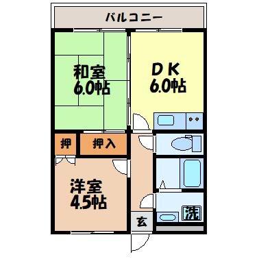 ルネス・グランディールI(2DK/3階)の間取り写真