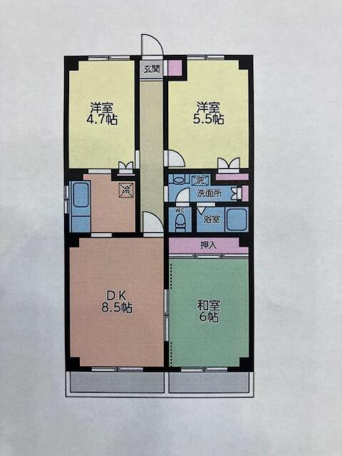 大建マンション(3DK/2階)の間取り写真