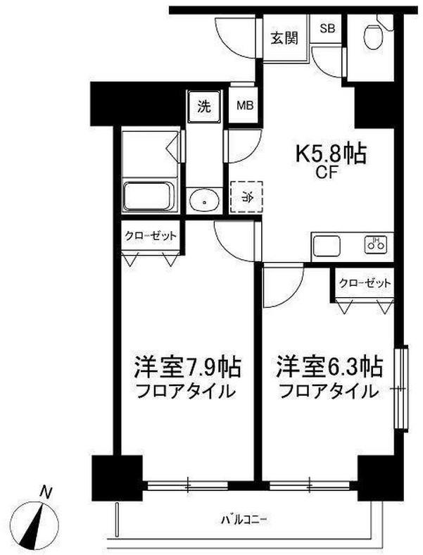 ロリエ笹塚(2K/12階)の間取り写真