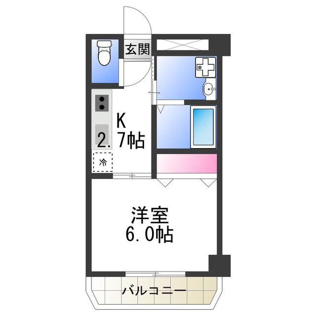 双輪建物第八コーポ(1K/3階)の間取り写真