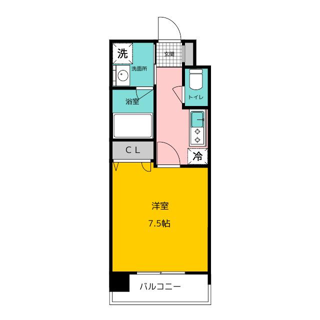 レジディア博多II(1K/5階)の間取り写真