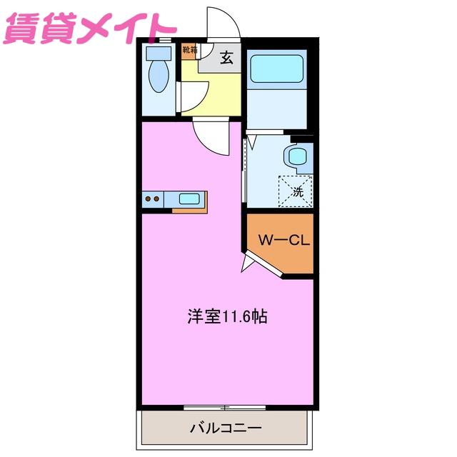 スピリトA(ワンルーム/1階)の間取り写真