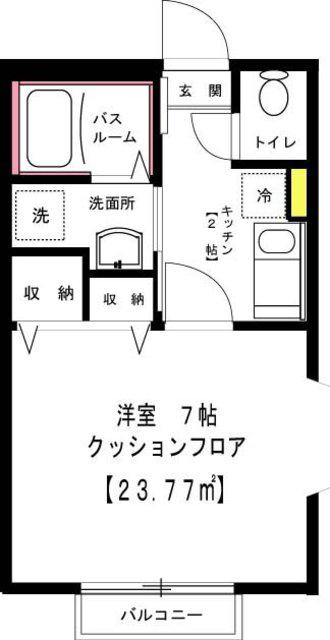ベルアマーレ(1K/1階)の間取り写真