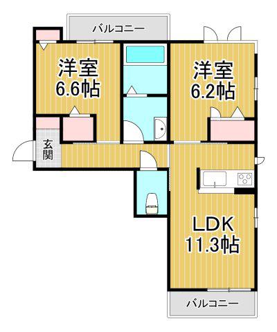 BAAN MUKONOSO(2LDK/2階)の間取り写真