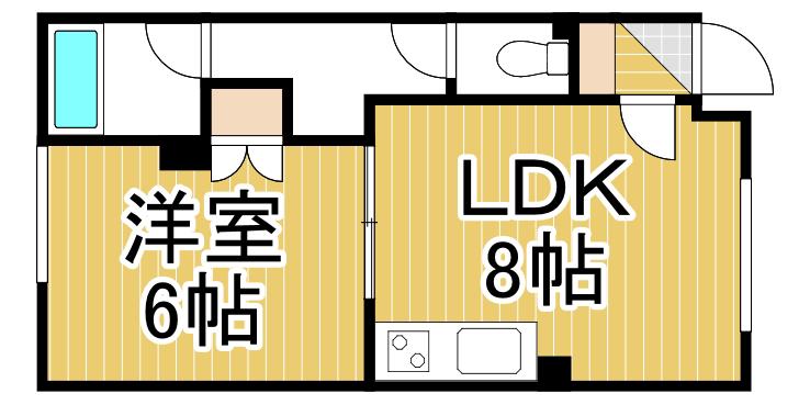 ケン・ハウス・ちとせ(1LDK/1階)の間取り写真