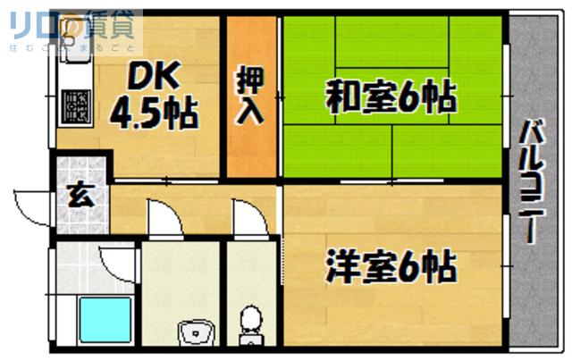 上田マンション(2DK/2階)の間取り写真