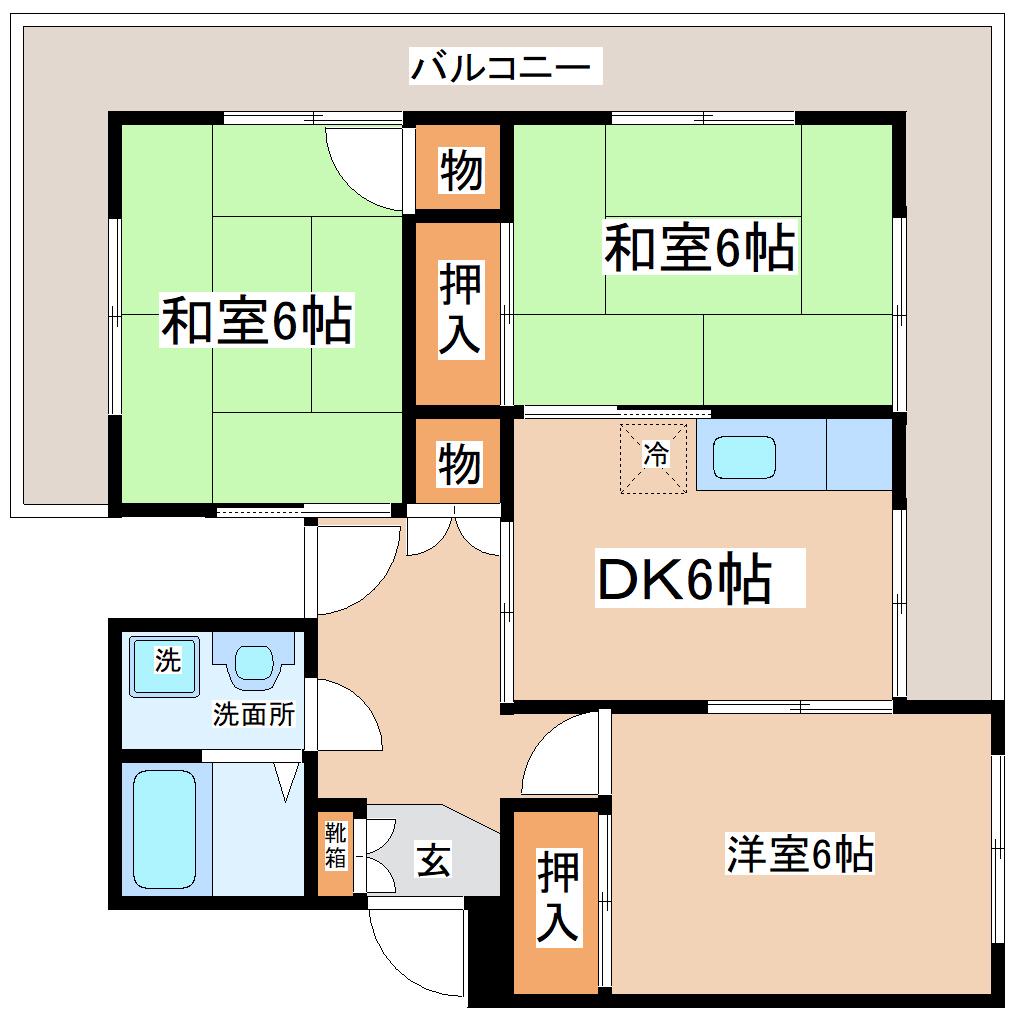 メゾンド三軒橋(3DK/3階)の間取り写真