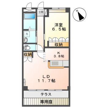 プロムナード(1LDK/1階)の間取り写真