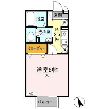 コーポラスダイクヤ(1K/1階)の間取り写真