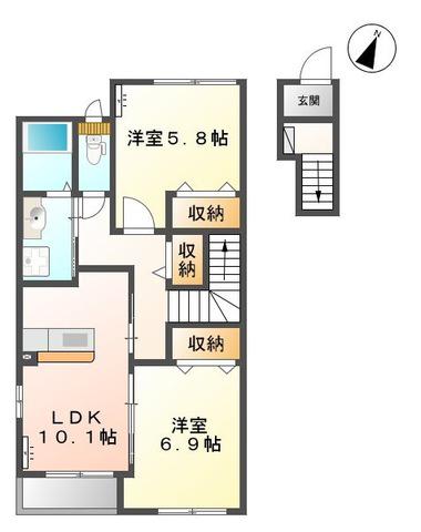 リブフラット(2LDK/2階)の間取り写真