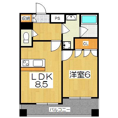 サンシティ四条西洞院(1K/9階)の間取り写真