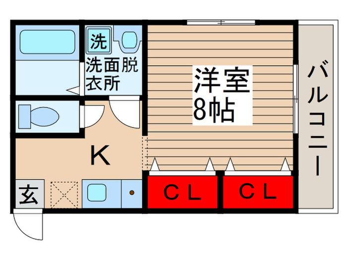 スカイパレス(1K/2階)の間取り写真