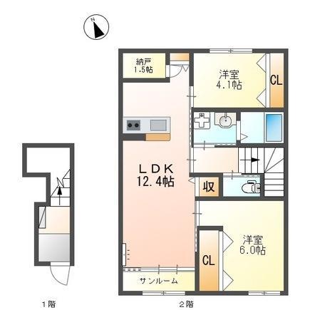 ラ・ルーチェ(2LDK/2階)の間取り写真