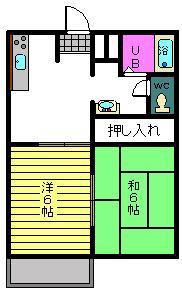 ハイツM(2DK/2階)の間取り写真
