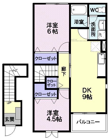 プリマベーラ(2DK/2階)の間取り写真