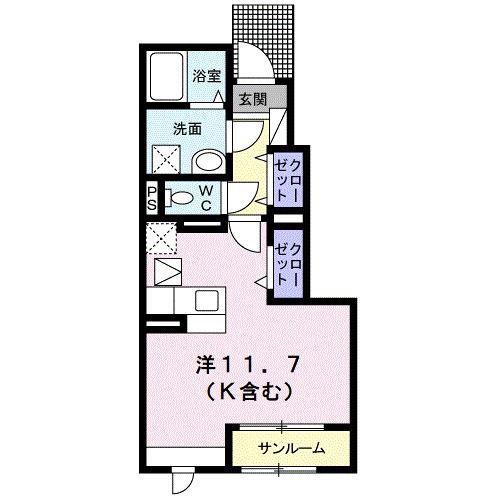アリエッタ(ワンルーム/1階)の間取り写真