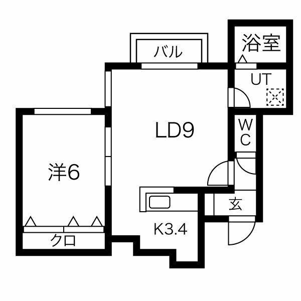 クラリス琴似(1LDK/4階)の間取り写真
