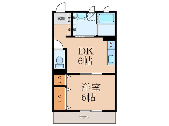 エステートフジ(1DK/1階)の間取り写真