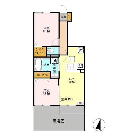 グランツ B(2LDK/1階)の間取り写真
