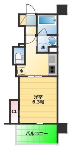 リアライズ清閑町(1K/6階)の間取り写真