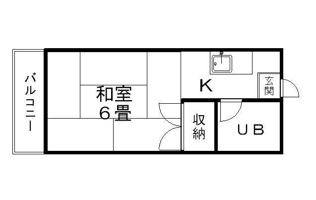 イースタンハイツ連坊B(1K/2階)の間取り写真