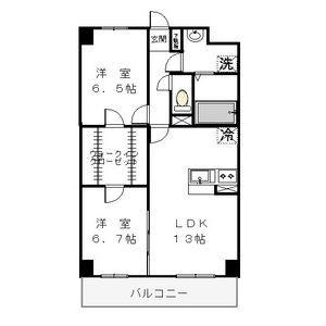 REFUGE・F(2LDK/1階)の間取り写真
