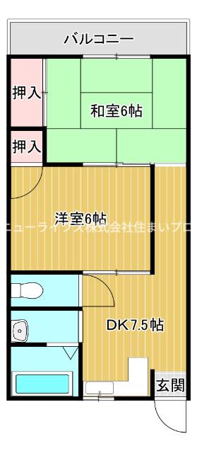 ヒロミツイースト(2DK/2階)の間取り写真