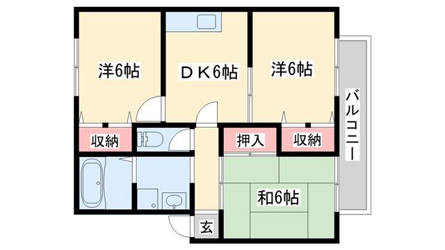 グランドゥール殿元(3DK/1階)の間取り写真