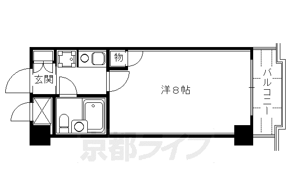 ライオンズマンション京都三条第3(1K/5階)の間取り写真