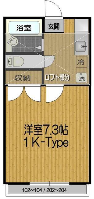 メゾンシンワ(1K/1階)の間取り写真