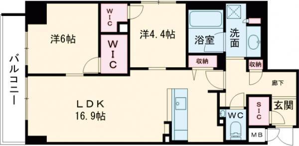 ラヴィーナ奈良(2LDK/8階)の間取り写真