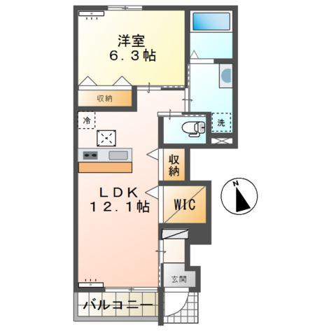 緋色・SOU(1LDK/1階)の間取り写真