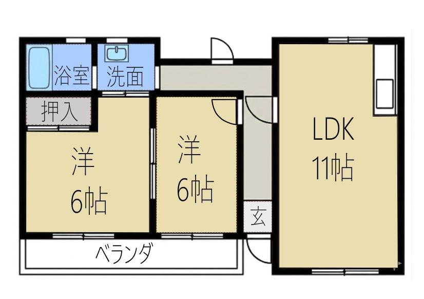 陽だまりのブルーファミリア (2LDK/1階)の間取り写真