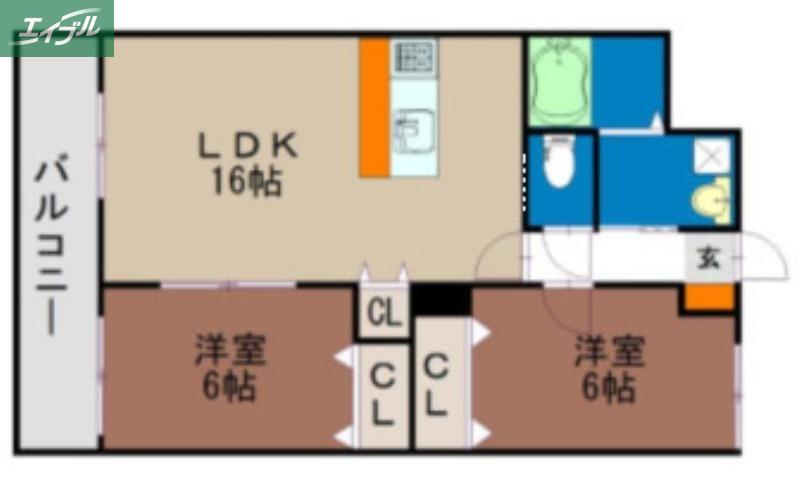 Y.A.F.福富東マンション(2LDK/1階)の間取り写真