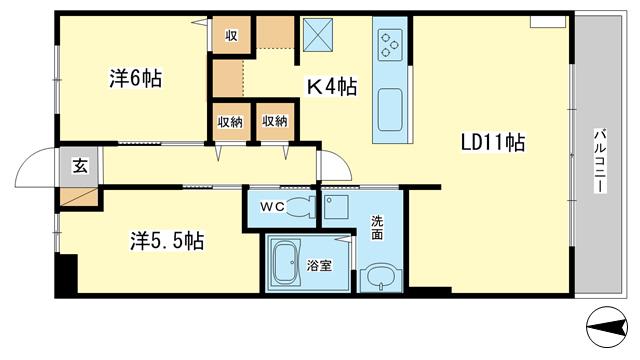 フローラハイム(2LDK/3階)の間取り写真