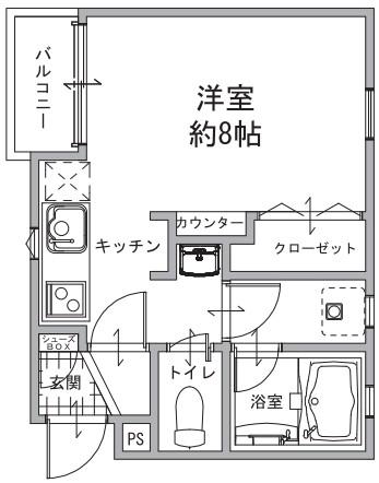 カーサ市川南(ワンルーム/2階)の間取り写真
