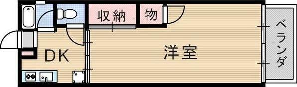 トリス岐阜(1DK/2階)の間取り写真