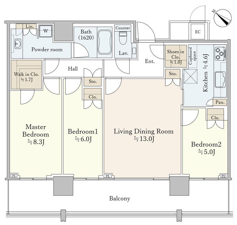 THE ROPPONGI TOKYO CLUB RESIDENCE(3LDK/32階)の間取り写真