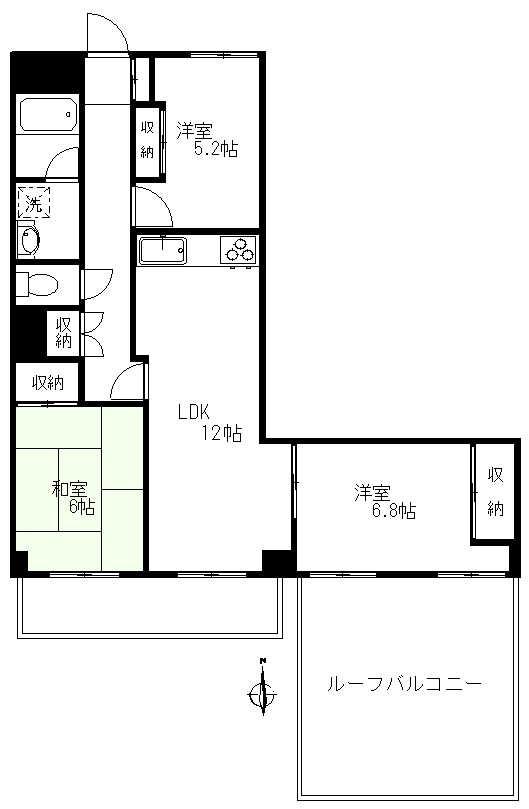 パティオ砧(3LDK/5階)の間取り写真