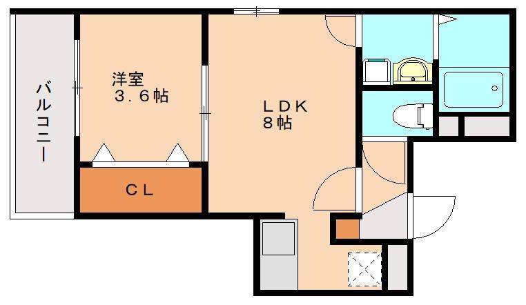 CHERIM和白東ウエスト(1LDK/1階)の間取り写真