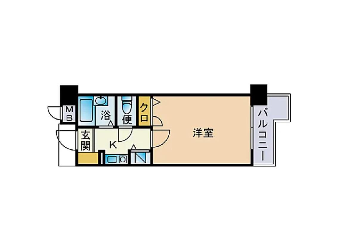 ダイナコートエスタディオ桜坂(1K/2階)の間取り写真