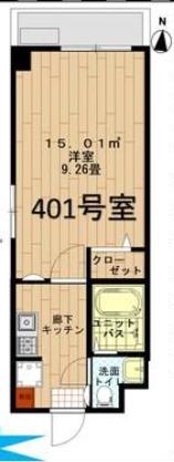 ペアパレス新高円寺(1K/4階)の間取り写真