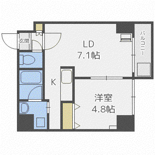 ラ・ヴィスタ行啓通(1LDK/9階)の間取り写真