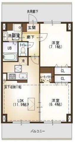 ルネスセードル(2LDK/5階)の間取り写真