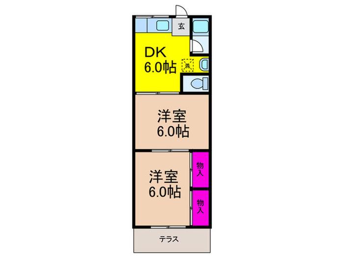 上牧ハイツ・アーバンエース(2DK/1階)の間取り写真