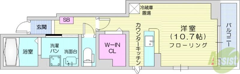 ベネフィスⅡ(ワンルーム/1階)の間取り写真